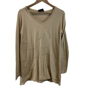 Luukaa Womens Sweater‎ S Beige Long Sleeve Textured Knit Minimalist Modern Lagom